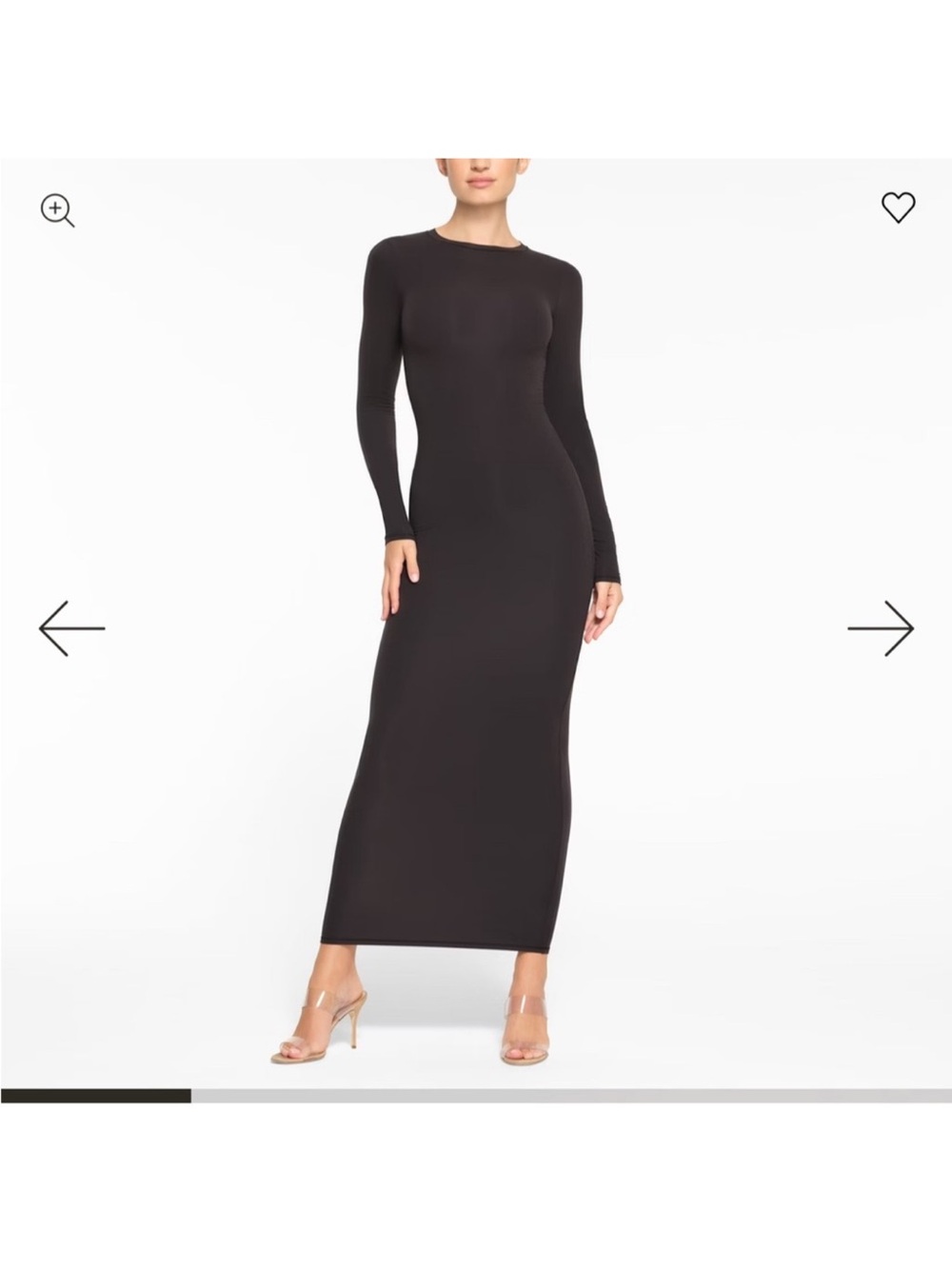 SKIMS Black Long Sleeve Maxi Dress
